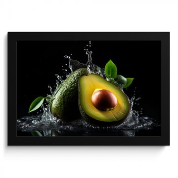 Cuadros enmarcados - Aguacate - Vegetal - Hoja - Agua - Negro - Verde