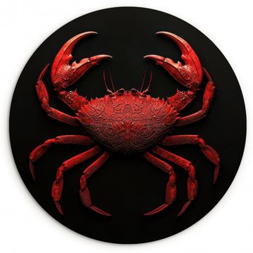 Cuadro redondo - Cangrejo - Rojo - Pescado - Crustáceos