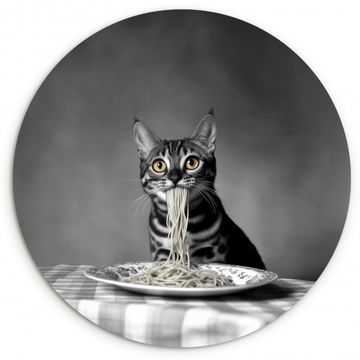 Cuadro redondo - Bengala - Gato - Mantel - Negro - Blanco - Animal