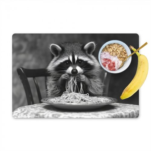Mapache - Lindo - Pasta - Mantel - Negro - Blanco