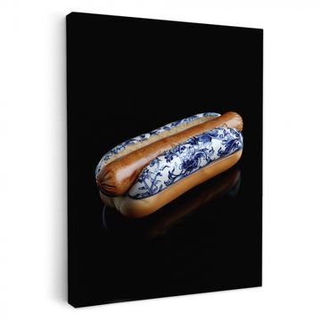 Lienzos decorativos - Hot dog - Porcelana - Azul de Delft - Comida