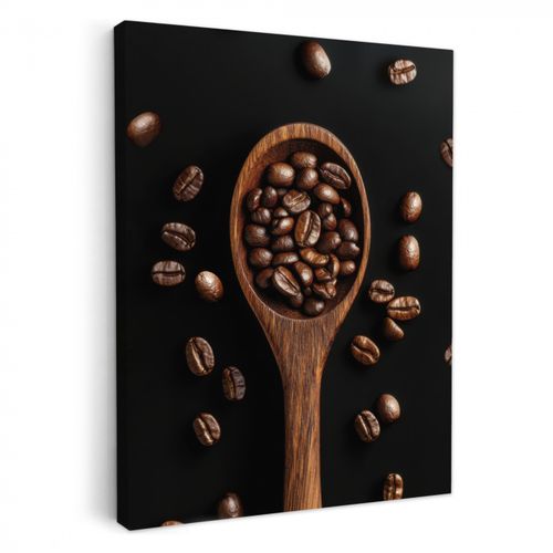Lienzos decorativos - Madera - Negro - Granos de café