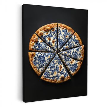 Lienzos decorativos - Pizza - Alimentos - Azul de Delft