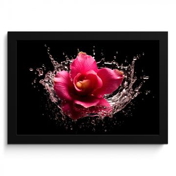 Cuadros enmarcados - Flores - Rosa - Agua - Negro - Botánico - Naturaleza