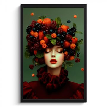 Cuadros enmarcados - Mujer - Fresas - Frambuesas - Zarzamoras - Bayas