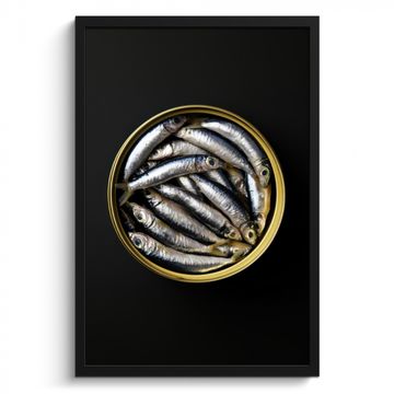 Cuadros enmarcados - Sardinas - Pescado - Redondo - Negro