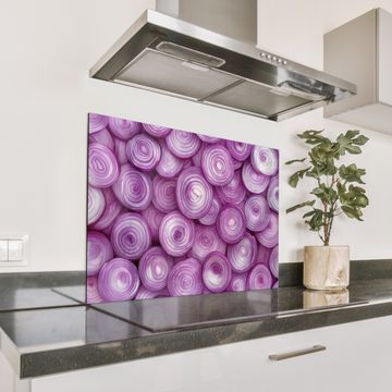 Salpicaderos de cocina - Morado - Cebollas - Primer plano