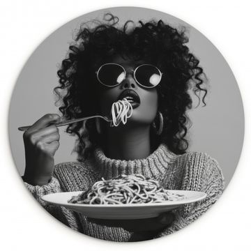Cuadro redondo - Mujer - Pasta - Negro - Blanco