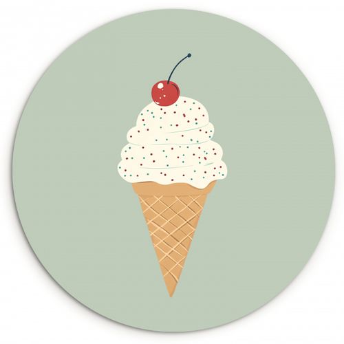 Cuadro redondo - Ilustración - Helado - Moteado - Cereza