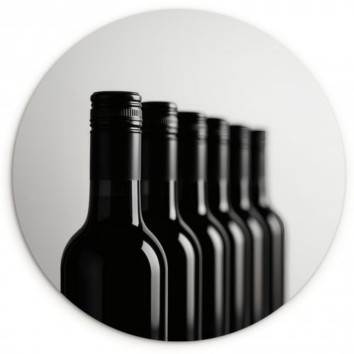 Cuadro redondo - Botellas de vino - Negro - Minimalista