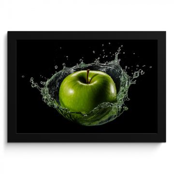 Cuadros enmarcados - Manzana - Verde - Fruta - Agua - Negro