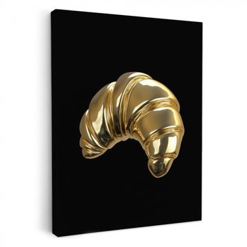 Lienzos decorativos - Croissant - Pan - Oro - Negro