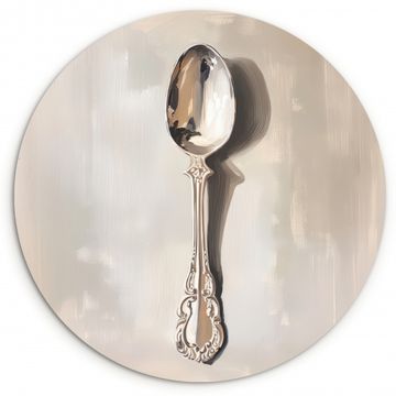 Cuadro redondo - Cuchara - Pintura - Plata