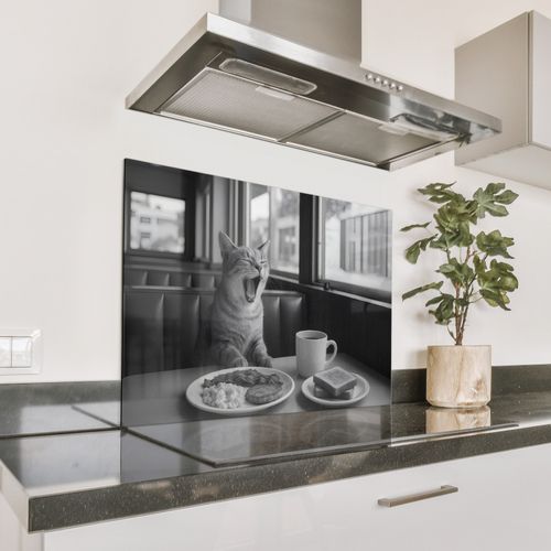 Salpicaderos de cocina - Gato - Café - Pan - Negro