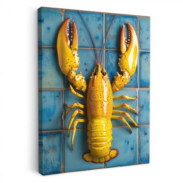 Lienzos decorativos - Langosta - Amarillo - Azul - Azulejos