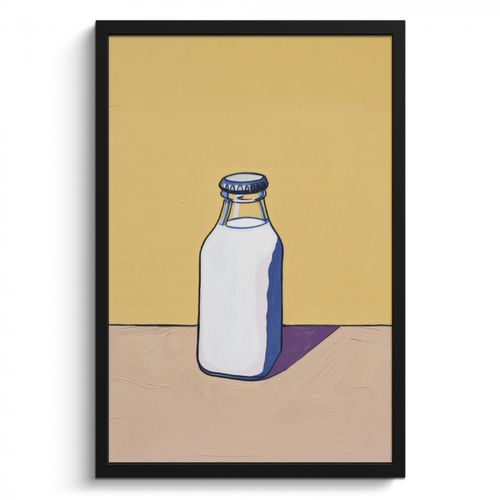 Cuadros enmarcados - Vasos - Botella - Ilustración - Leche