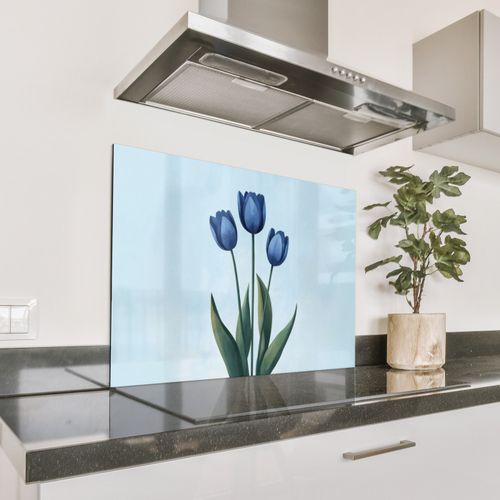 Salpicaderos de cocina - Tulipanes - Azul - Hojas