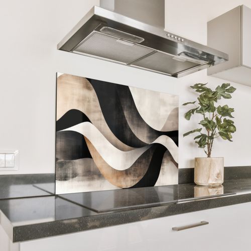 Salpicaderos de cocina - Abstracto - Olas - Negro - Envejecido