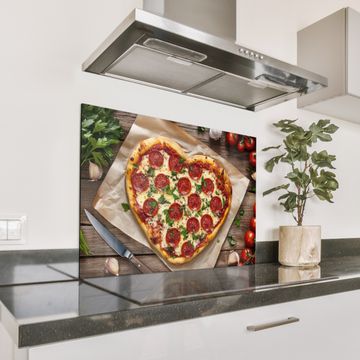 Salpicaderos de cocina - Pizza - Corazón - Pepperoni - Tomate
