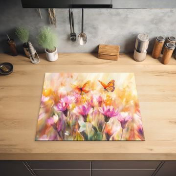 Protector de inducción - Mariposas - Naranja - Flores