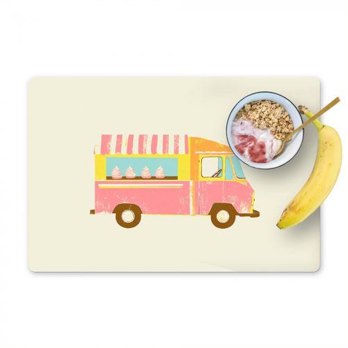 Salvamanteles - Carrito de helados - Retro - Helados suaves - Rosa
