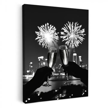 Lienzos decorativos - Fuegos artificiales - Salud - Skyline - Champán