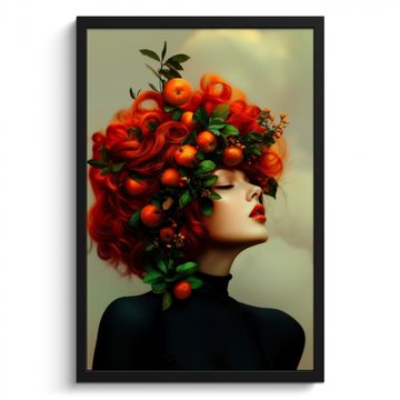 Cuadros enmarcados - Mujer - Manzanas - Rojo - Hojas