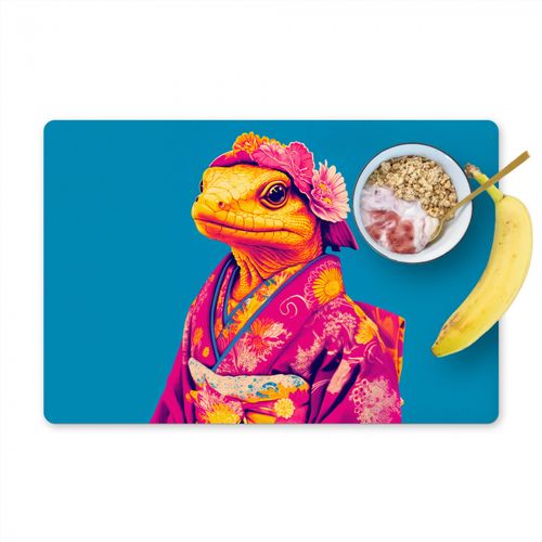 Salvamanteles - Corona de flores - Lagarto - Kimono - Morado