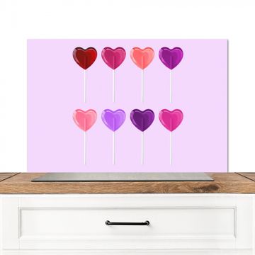 Salpicaderos de cocina - Piruleta - Corazón - Rosa - Caramelo