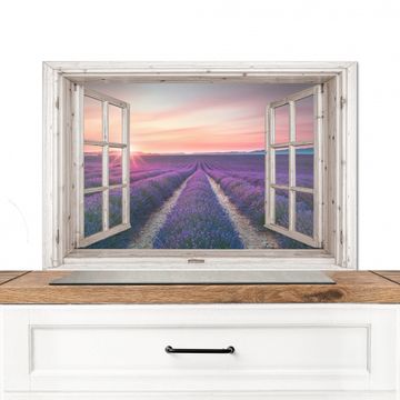 Salpicaderos de cocina - Campos de lavanda al atardecer