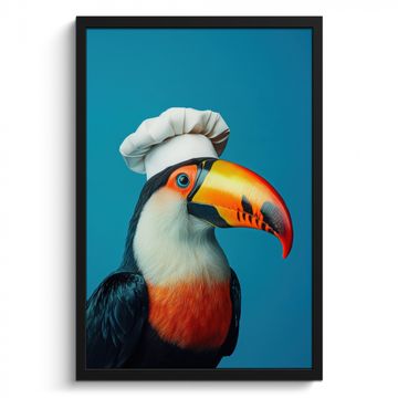 Cuadros enmarcados - Tucán - Loro - Ave - Gorro de cocinero
