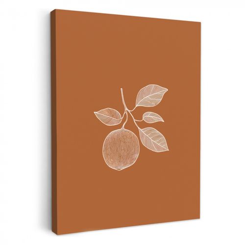 Lienzos decorativos - Naranja - Dibujado - Hojas - Marrón