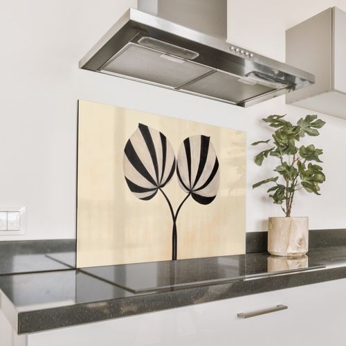 Salpicaderos de cocina - Hojas - Rayas - Tallo - Beige
