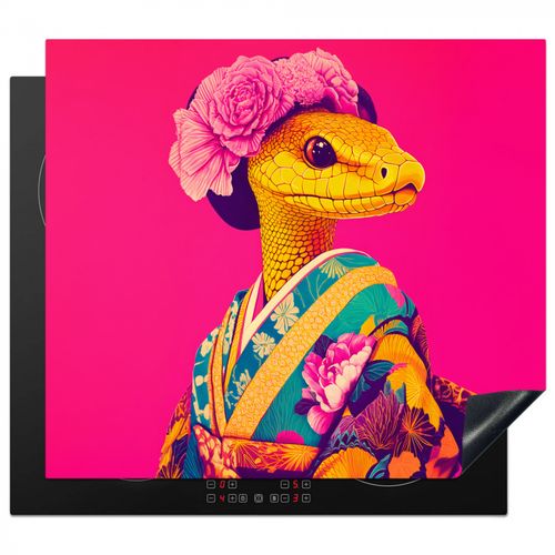 Protector de placa de induccion - Lagarto - Flores - Rosa - Kimono