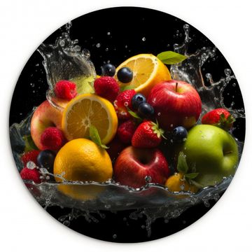 Cuadro redondo - Fruta - Manzana - Naranja - Frutos rojos - Agua