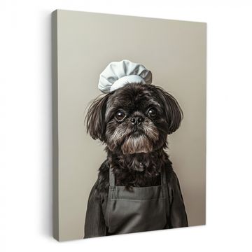 Lienzos decorativos - Ropa de cocinero - Negra - Perro