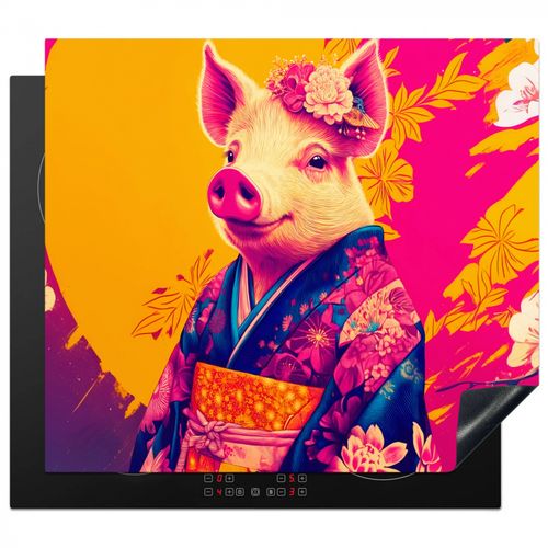 Protector de placa de induccion - Cerdo - Corona de flores - Kimono - Abstracto