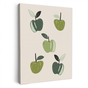 Lienzos decorativos - Manzanas - Verde - Ilustración - Hojas