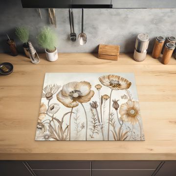 Protector de placa de induccion - Flores - Beige - Naturaleza - Ilustración