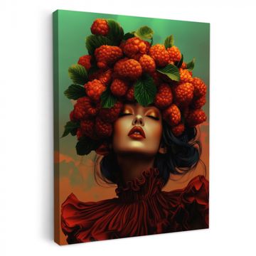 Lienzos decorativos - Mujer - Frambuesas - Hojas