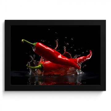 Cuadros enmarcados - Pimiento - Rojo - Negro - Agua - Vegetal