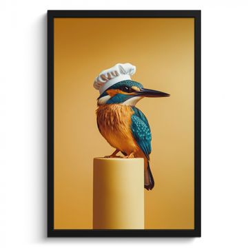 Cuadros enmarcados - Martín pescador - Columna - Gorro de cocinero - Ave