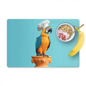 Salvamanteles - Loro - Gorro de cocinero - Divertido - Ave
