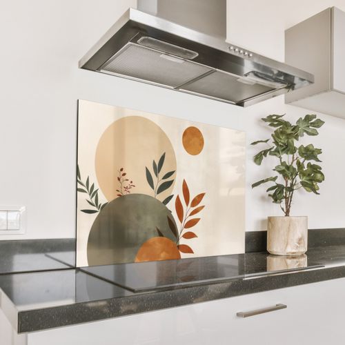 Salpicaderos de cocina - Formas - Redondo - Hojas - Beige