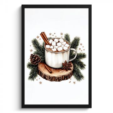 Cuadros enmarcados - Invierno - Madera - Leche con chocolate - Bebida - Navidad