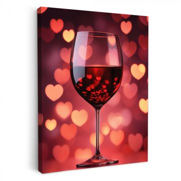 Lienzos decorativos - Tinto - Vino - Corazones
