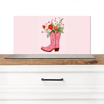 Salpicaderos de cocina - Botas vaqueras - Rosa - Ramo - Flores