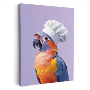 Lienzos decorativos - Loro - Gorro de cocinero - Morado - Lindo