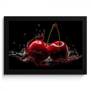 Cuadros enmarcados - Cereza - Rojo - Fruta - Agua - Negro
