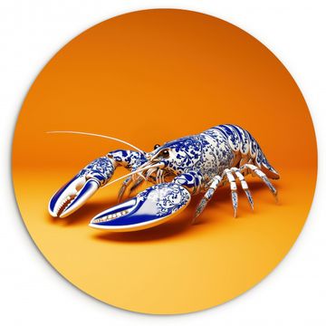 Cuadro redondo - Langosta - Azul de Delft - Escudo - Resistente - Naranja